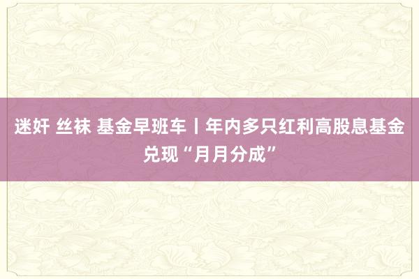 迷奸 丝袜 基金早班车丨年内多只红利高股息基金兑现“月月分成”