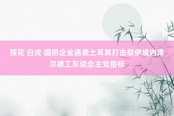 探花 白虎 国防企业遇袭　土耳其打击叙伊境内库尔德工东说念主党指标