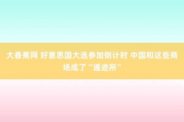 大香蕉网 好意思国大选参加倒计时 中国和这些商场成了“遁迹所”