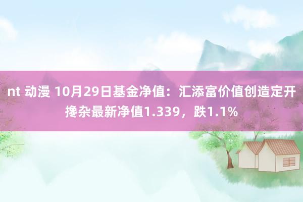 nt 动漫 10月29日基金净值：汇添富价值创造定开搀杂最新净值1.339，跌1.1%