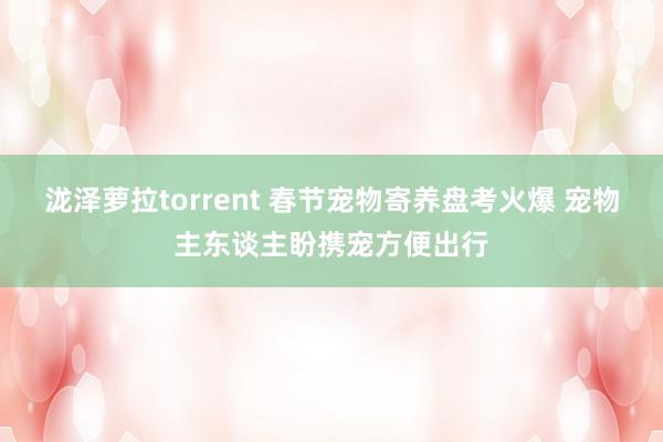 泷泽萝拉torrent 春节宠物寄养盘考火爆 宠物主东谈主盼携宠方便出行