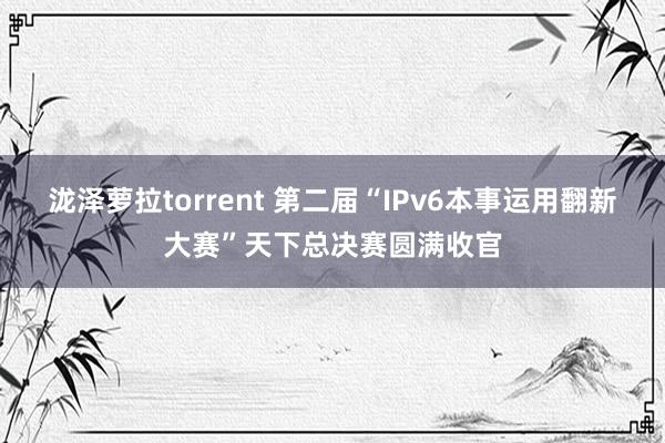 泷泽萝拉torrent 第二届“IPv6本事运用翻新大赛”天下总决赛圆满收官