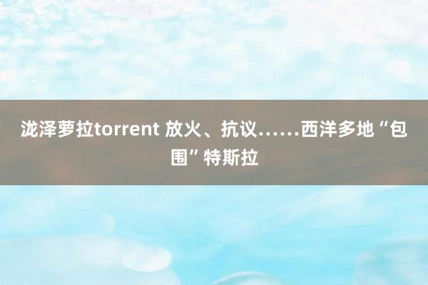 泷泽萝拉torrent 放火、抗议……西洋多地“包围”特斯拉