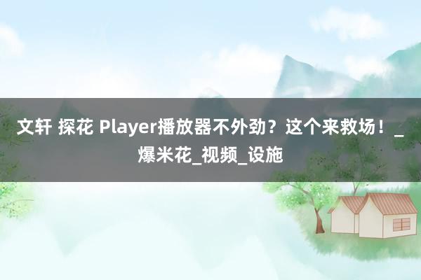 文轩 探花 Player播放器不外劲？这个来救场！_爆米花_视频_设施
