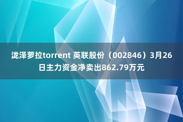 泷泽萝拉torrent 英联股份（002846）3月26日主力资金净卖出862.79万元