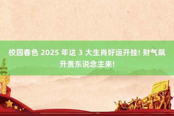校园春色 2025 年这 3 大生肖好运开挂! 财气飙升贵东说念主来!